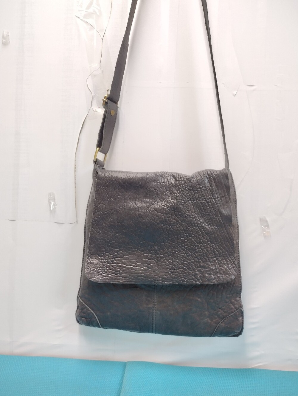 Maxon Black Leather Crossbody Messenger Bag w/Adjustable Strap Made in Italy